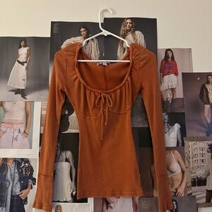 Rust-Orange Long Sleeve Women's Top